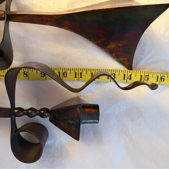 Mid-century Modern Pair of Solid Copper Acid Washed Candlesticks - Picture 13 of 13